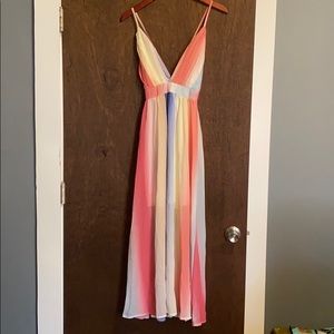 Pastel striped maxi dress